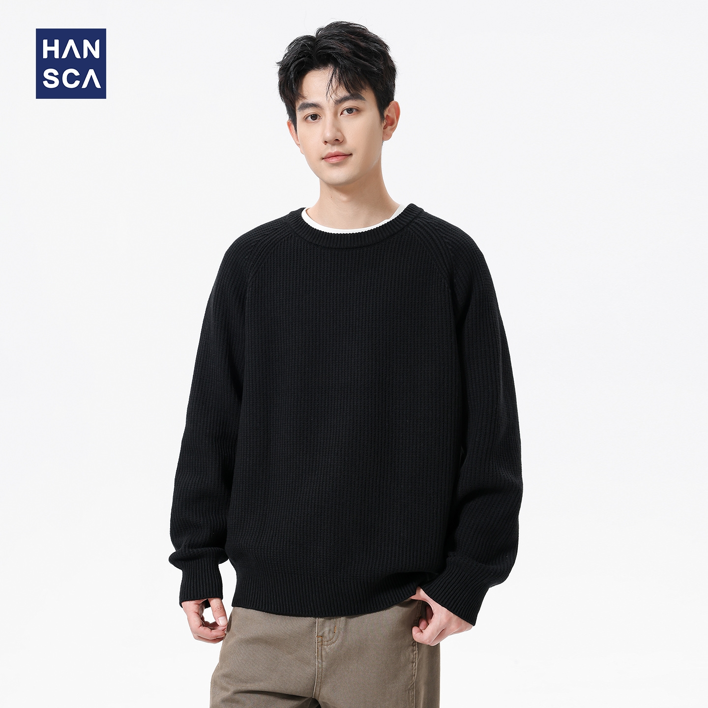 hansca620g重磅粗针织肌理感毛衣