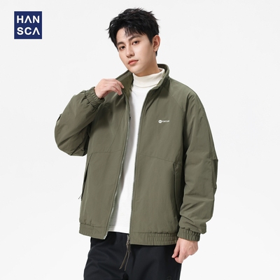 hansca复古立领两面穿夹克男士