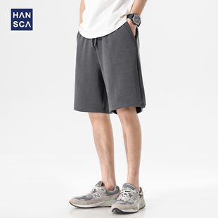 hansca 350g罗纹针织运动卫裤男款2025夏季凉感透气弹力五分短裤