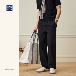 抽绳春夏长裤 宽松大码 男2026薄款 hansca抗皱拼接160g直筒休闲裤