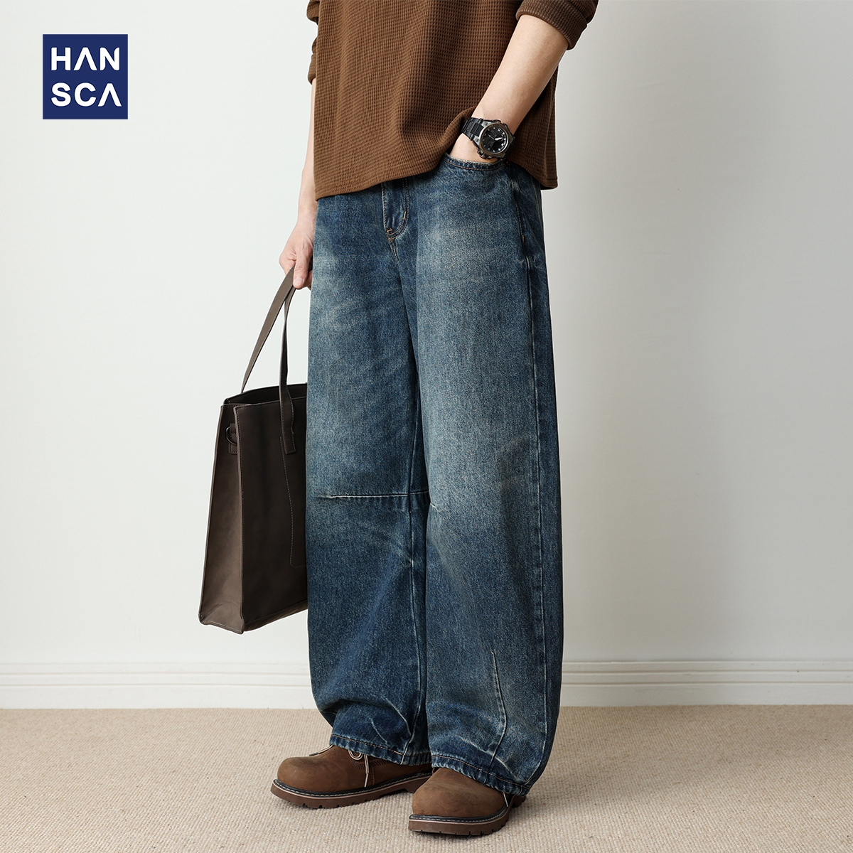 牛仔裤男潮牌2025秋季复古弯刀裤