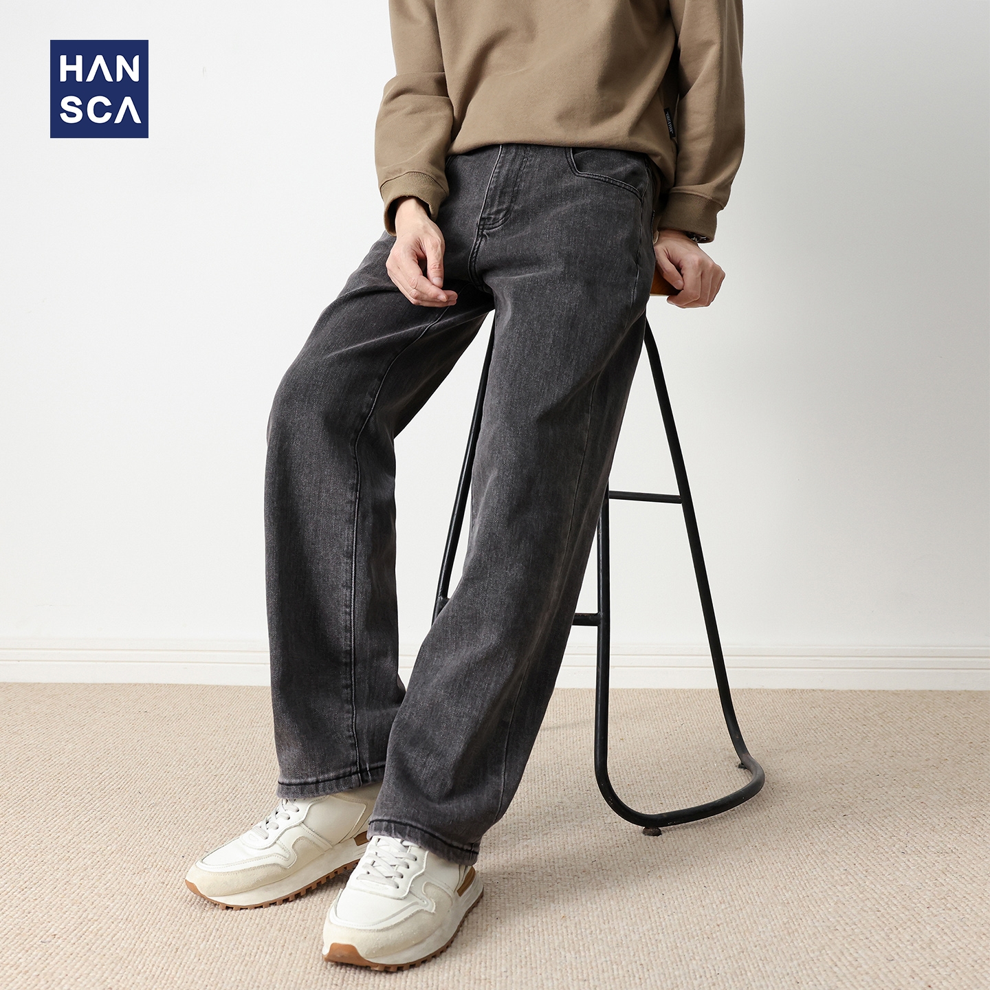 烟灰色牛仔裤男2025新款春季