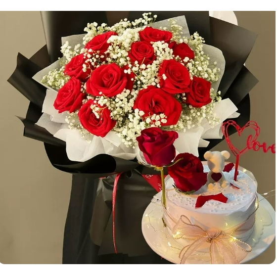 隆昌市南关石牌坊恒信购物中心资中县玫瑰花生日蛋糕鲜花店同城