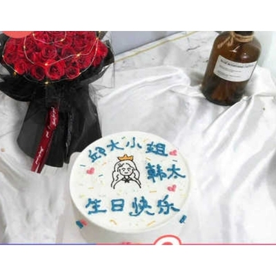 青岛市北区南京路北段台东步行街科技街小村庄玫瑰花生日蛋糕鲜花