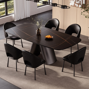 德利丰岩板餐桌意式极简家用长方形桌高端定制别墅酒店餐厅洽谈桌