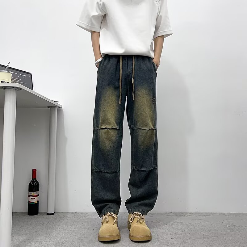 青少年中腰明线装饰扎染日常抽绳