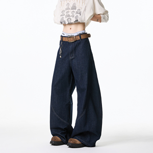 抖音品质 2026春季新款丹宁弯刀阔腿牛仔裤 HM113/P55控88，男装牛仔裤，电商A036