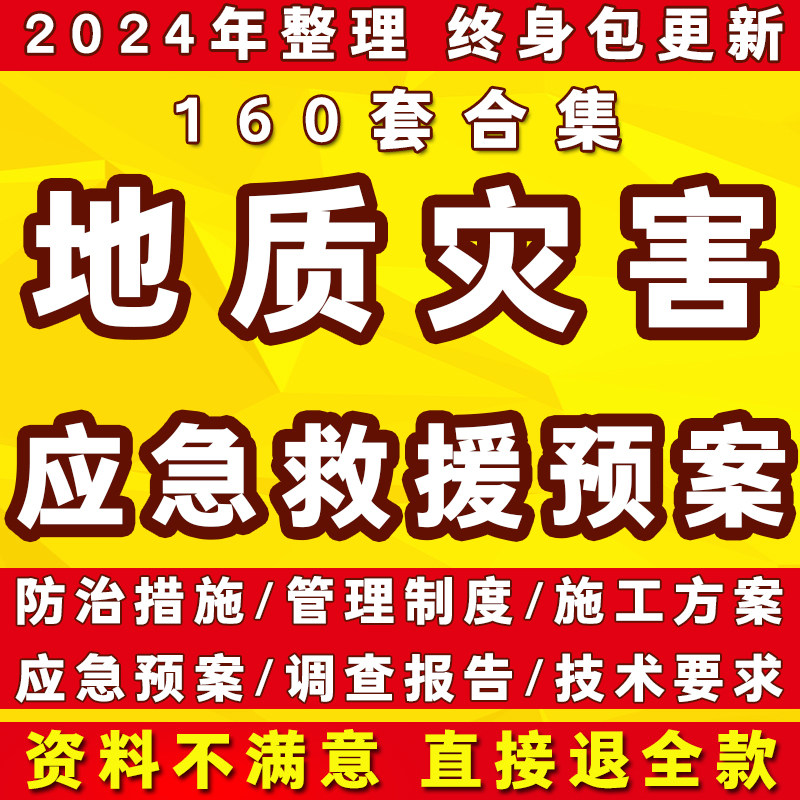 地质灾害地面塌陷滑坡泥石流防治措施治理施工技术方案应急预案
