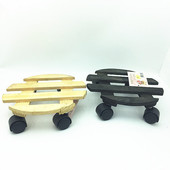 微瑕出日本实木可移动花架室内装 饰有轮子花盆架方便实用承重10KG