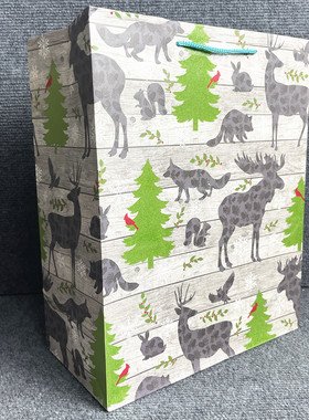 Gift bag圣诞节礼品袋子手提袋灰色弥鹿袋纸袋收纳袋圣诞节饰品11