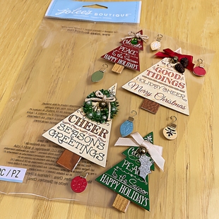 出口原单圣诞主题手账素材圣诞树造型儿童不干胶帖纸10PCS