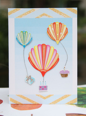 Birthday card外单老牌生日贺卡手工制作立体对折精美信封10282