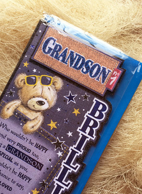 Birthday card外单手工制作賀卡立體对折给孙子生日祝福卡35952-2