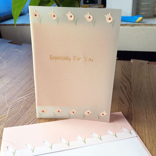 Greeting card生日贺卡郁金香对折生日卡有精美信封做工精細10290