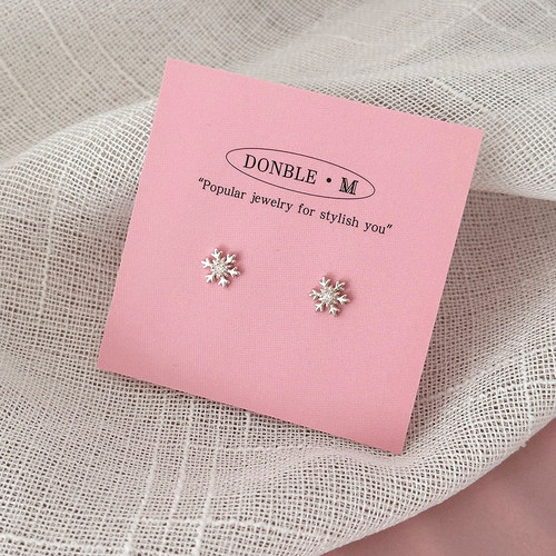 Donble M 《雪花精灵》S999足银耳钉 秋冬通勤百搭锆石拧螺丝耳钉