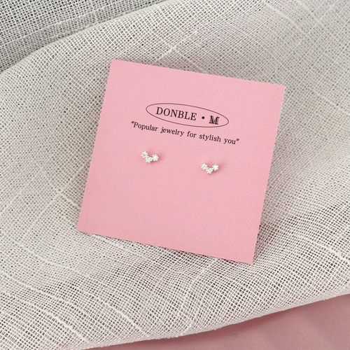 Donble M 《璀璨之心》S999足银耳钉 闪烁mini锆石爱心拧螺丝耳钉