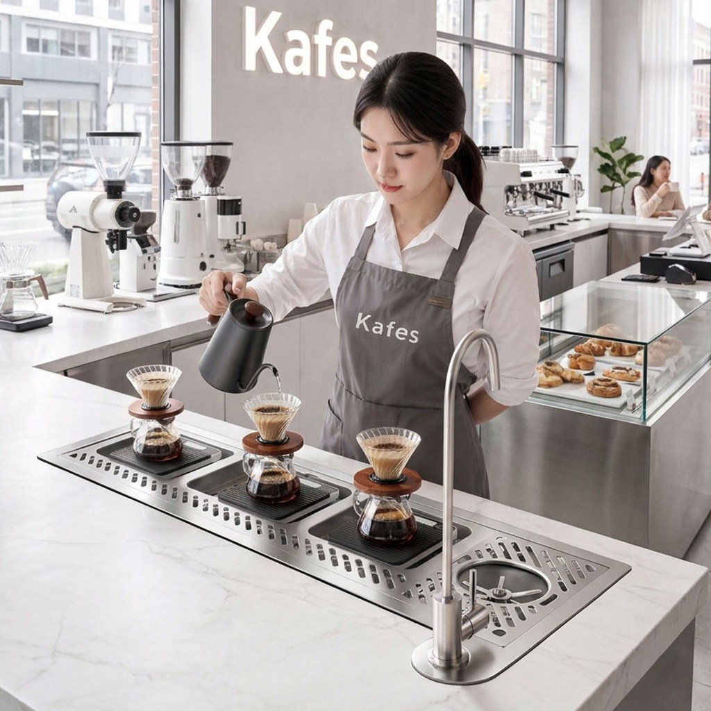 嵌入式带称台水龙头洗杯器