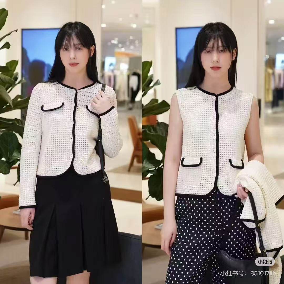 现货  25春季新款 2色 粗支紧密棉针织手勾开衫+针织马甲,女装/女士精品,汉服上装,淘宝优惠券,粉丝福利购,淘宝优惠卷