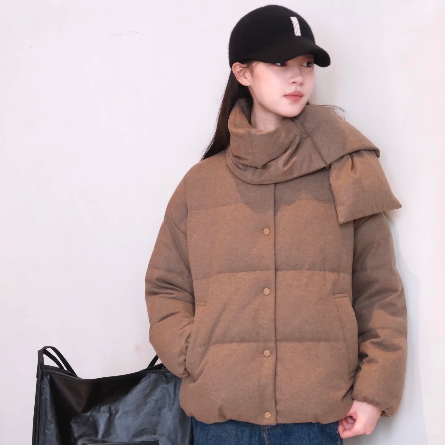 少量现货！冬季新款羊毛牦牛绒混纺围巾羽绒服