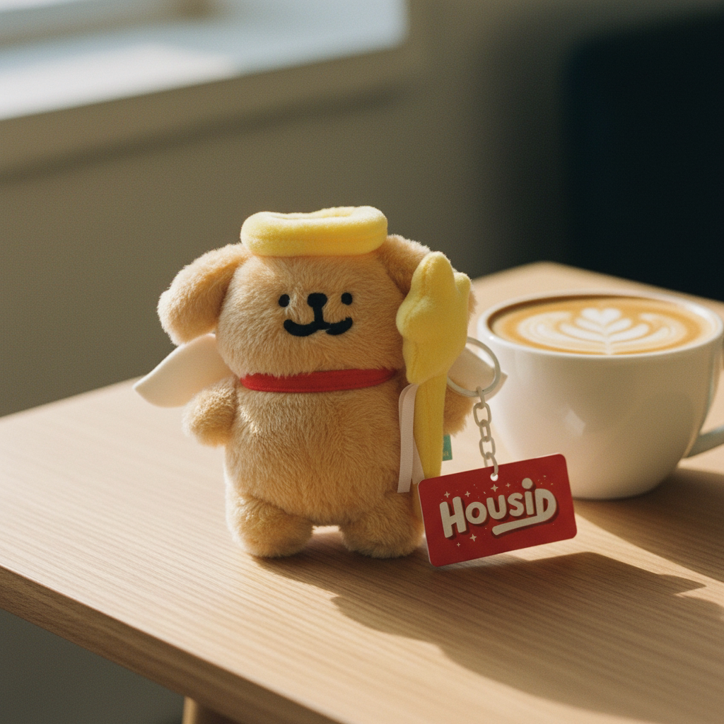 HOUSID日本可动天使线条小狗毛绒公仔玩偶桌面装饰摆件生日礼物女