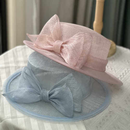 平顶帽子大檐麻纱遮阳气质春夏