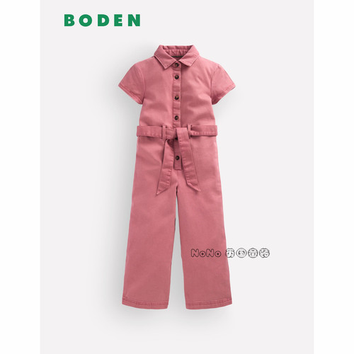 英国Mini Boden女童粉色短袖连身裤连体长裤全棉2-14岁新款G6120