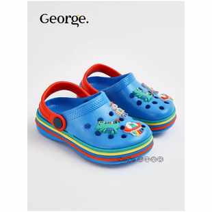 现货英国乔治George正品儿童彩虹恐龙包头凉拖鞋凉鞋洞洞鞋特价