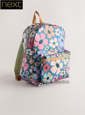 英国Next正品代购儿童亲子蓝色小碎花防水双肩背书包AY4-366