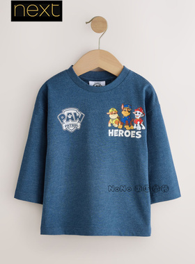 英国Next代购男童纯棉蓝色汪汪队小狗长袖T恤运动衫1-8岁F25-032