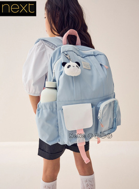 英国Next正品代购儿童可亲子蓝色熊猫防水双肩背包书包F13-938