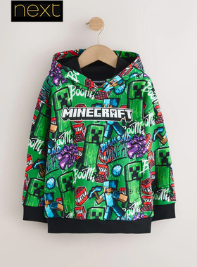 英国Next男大童亲子绿色我的世界卫衣运动休闲帽衫3-16岁F82-292