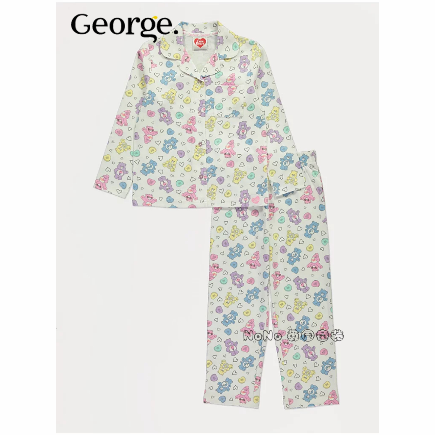 英国乔治George女大童彩色小熊长袖家居服睡衣长裤纯棉1362526