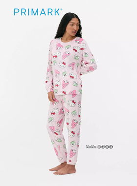 代购英国Primark女款成人大童美乐蒂KITTY加厚家居服睡衣裤暖绒