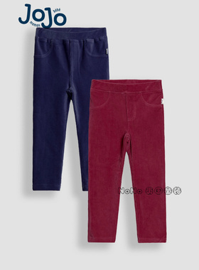 英国JoJo Maman Bebe女童丝绒红蓝色打底裤长裤休闲1-7岁F86-357