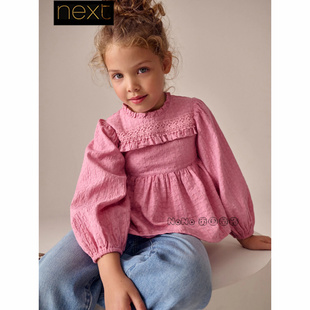 H25 Next英国女大童亲子粉色蕾丝刺绣衬衫 16岁新款 衬衣3 331 长袖