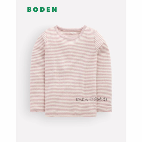 代购英国Mini BODEN女童浅粉色条纹长袖T恤休闲打底2-14岁G4920