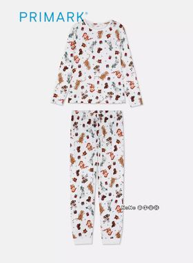 代购英国Primark女款成人大童小狗卡通满印长袖家居服睡衣裤圣诞
