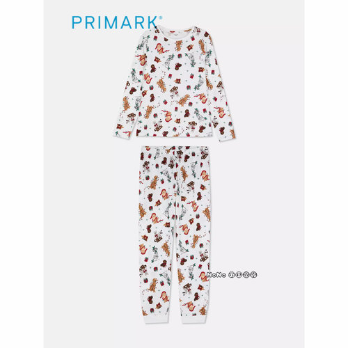 代购英国Primark女款成人大童小狗卡通满印长袖家居服睡衣裤圣诞