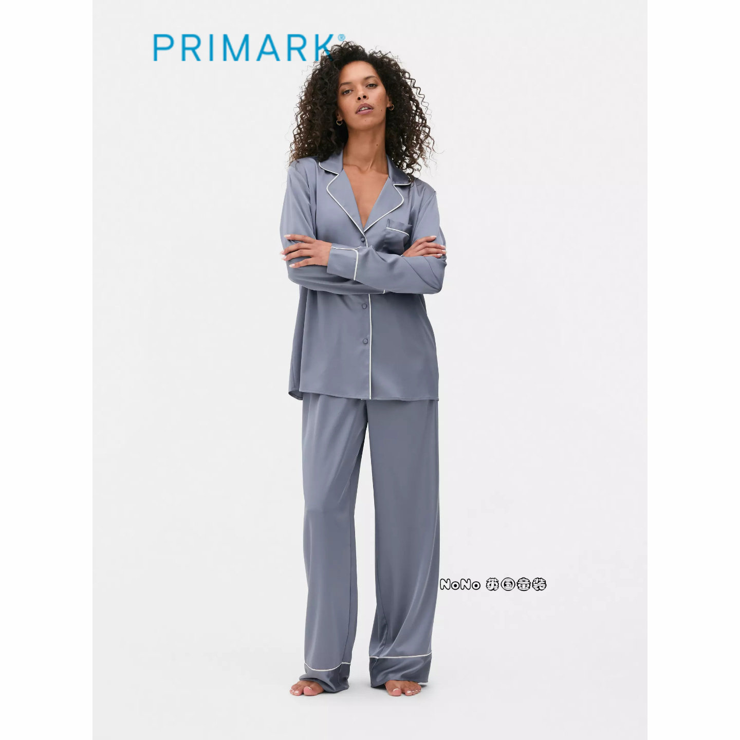 代购英国Primark女款成人大童高级灰色长袖家居服睡衣睡裤开衫