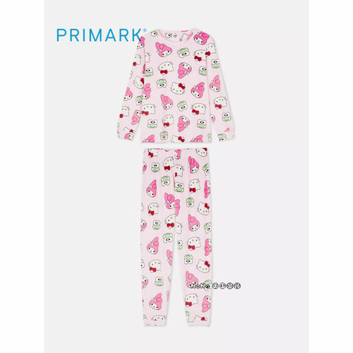 代购英国Primark女款成人大童kitty美乐蒂长袖家居服长睡衣裤加绒