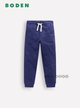 英国Mini Boden儿童墨深蓝色全棉休闲卫裤松紧腰长裤2-14岁B3062