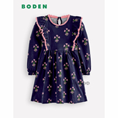 连衣裙2 英国Mini Boden女童粉蓝色碎花荷叶边全棉长袖 12岁G5763