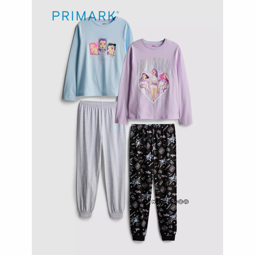 英国Primark女童KPOP猎魔女团长袖家居服睡衣秋裤纯棉两套7-15岁