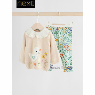 3岁AN7 英国Next婴儿娃娃领小鸭子毛衣针织衫 纯棉0 套装 959 打底裤