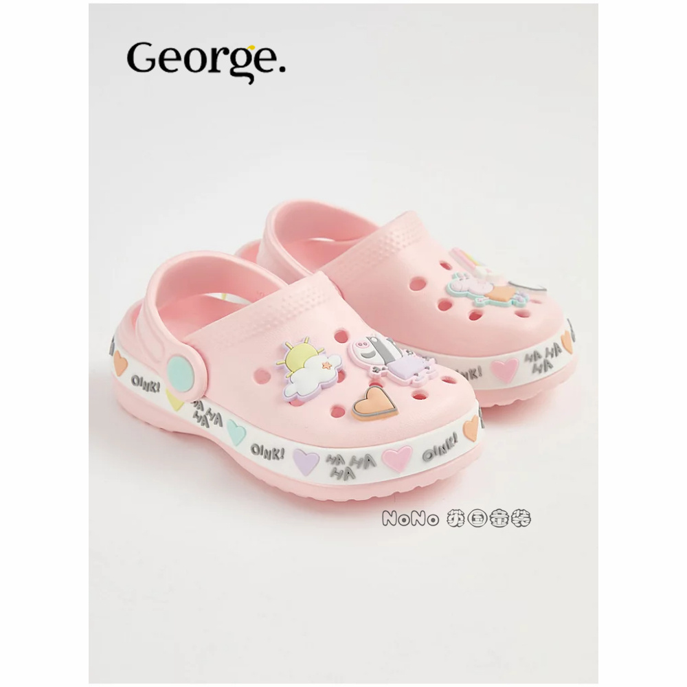 英国乔治George代购儿童粉小猪佩奇包头凉拖鞋凉鞋洞洞鞋1255003