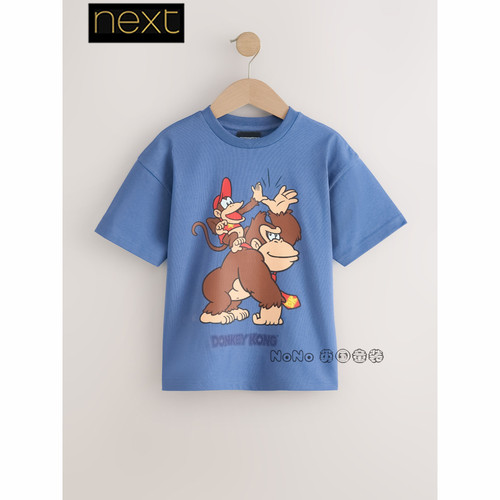 英国Next正品男大童蓝色金刚猩猩印花全棉短袖T恤3-16岁G19-047