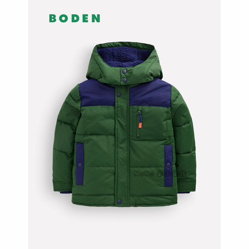 英国Mini BODEN男童绿蓝拼色外套棉服加厚毛棉衣2-14岁套装B3300