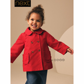 英国Next正品 329 H47 代购 女童新年红色风衣外套防风雨连帽新款