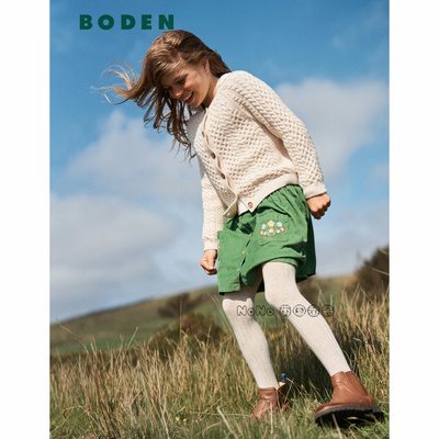Mini Boden英国女大童绿色灯芯绒刺绣花半身裙纯棉2-12岁G5529