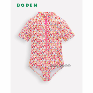 英国Mini 粉色碎花短袖 连体泳衣温泉防晒2 14岁G5205 BODEN代购